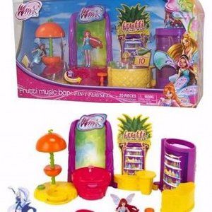 CUTE Winx Club Frutti Music Bar Playset & Mini 3.75" Bloom Doll & Accessories